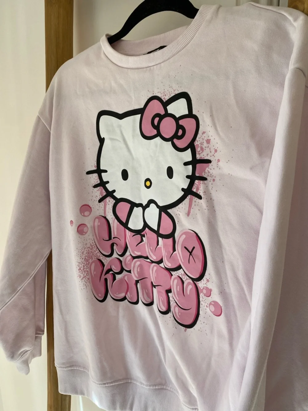 Hello Kitty Pink Graphic Oversized Crewneck Sweatshirt Size XS Y2K Anime Twee